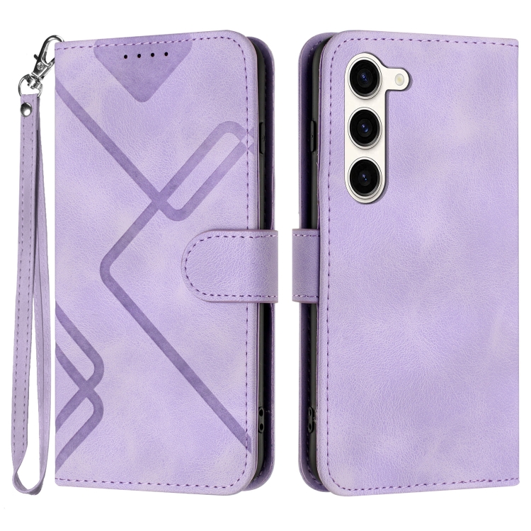 

For Samsung Galaxy S23 5G Line Pattern Skin Feel Leather Phone Case(Light Purple)
