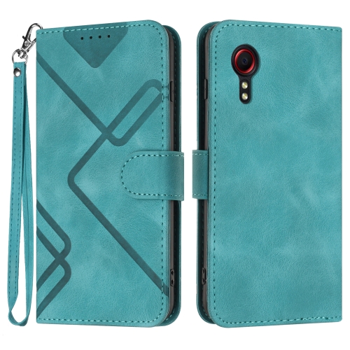 

For Samsung Galaxy Xcover 5 Line Pattern Skin Feel Leather Phone Case(Light Blue)