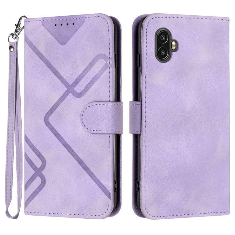 

For Samsung Galaxy Xcover6 Pro Line Pattern Skin Feel Leather Phone Case(Light Purple)