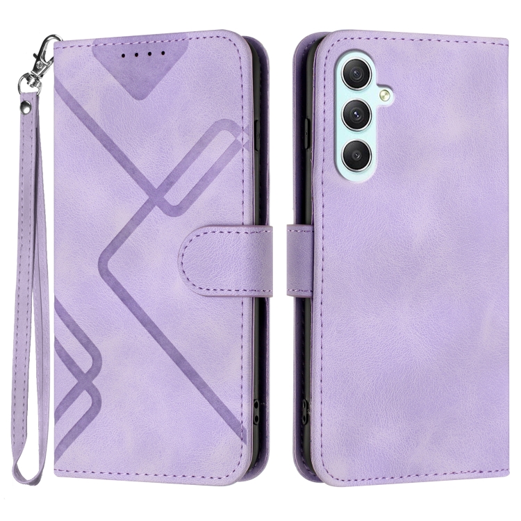 

For Samsung Galaxy A35 Line Pattern Skin Feel Leather Phone Case(Light Purple)