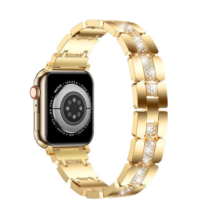 Diamond Metal Watch Band For Apple Watch 44mm(Gold)