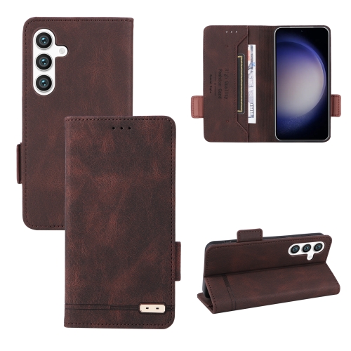

For Samsung Galaxy S24 5G Magnetic Clasp Leather Phone Case(Brown)