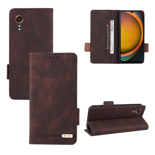 

For Samsung Galaxy Xcover 7 Magnetic Clasp Leather Phone Case(Brown)