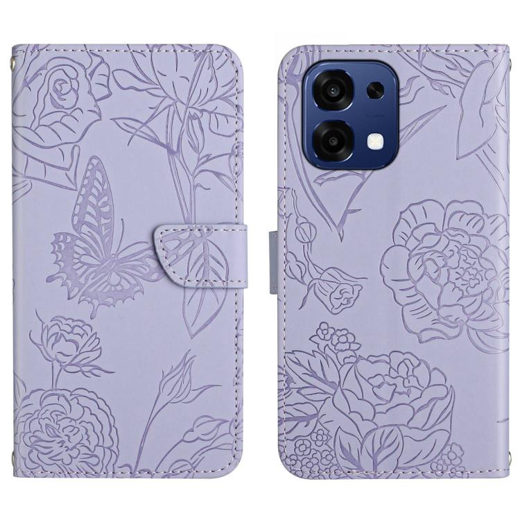

For OPPO A6 Pro 4G / 5G Global HT03 Skin Feel Butterfly Embossed Flip Leather Phone Case(Purple)