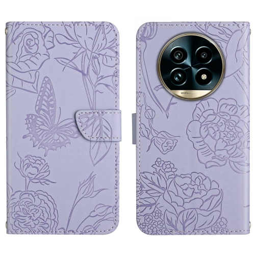 

For Realme 13 Pro 5G / 13 Pro+ 5G HT03 Skin Feel Butterfly Embossed Flip Leather Phone Case(Purple)