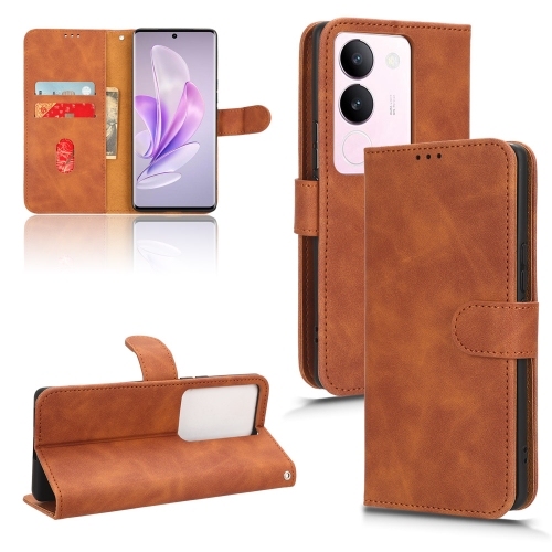 

For vivo S17 5G Skin Feel Magnetic Flip Leather Phone Case(Brown)