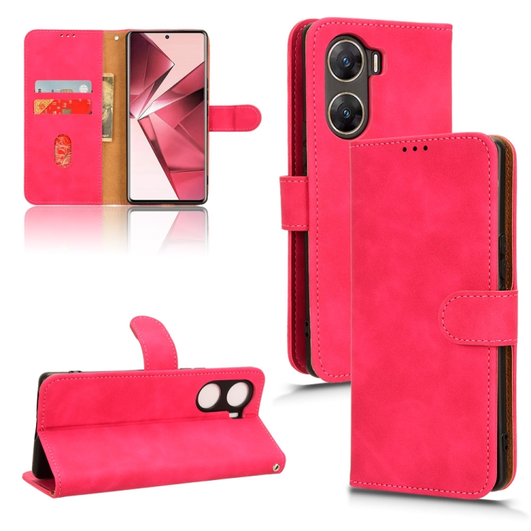 

For vivo Y29e 5G Skin Feel Magnetic Flip Leather Phone Case(Rose Red)