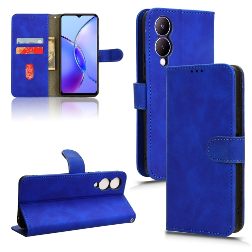 

For vivo Y17s 4G Skin Feel Magnetic Flip Leather Phone Case(Blue)