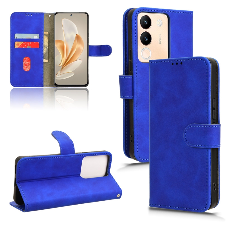 

For vivo V29e 5G Skin Feel Magnetic Flip Leather Phone Case(Blue)
