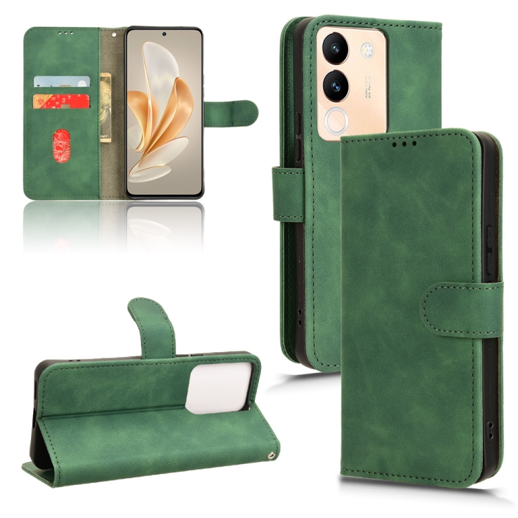 

For vivo V29e 5G Skin Feel Magnetic Flip Leather Phone Case(Green)