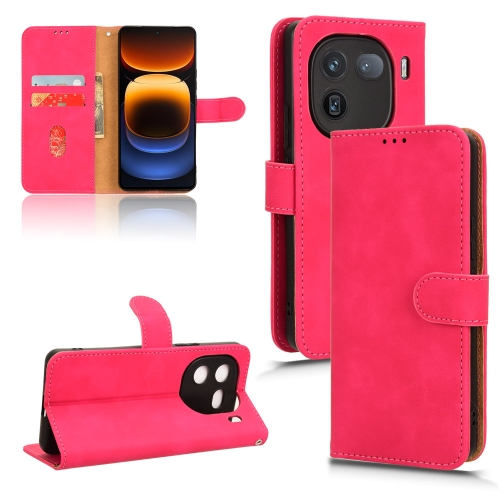 

For vivo iQOO 12 Skin Feel Magnetic Flip Leather Phone Case(Rose Red)