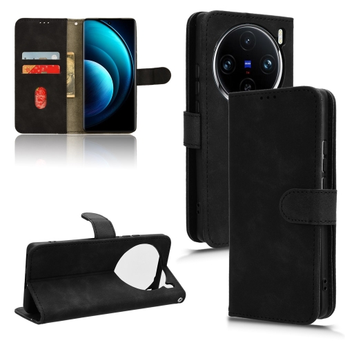 

For vivo X100 Pro Skin Feel Magnetic Flip Leather Phone Case(Black)