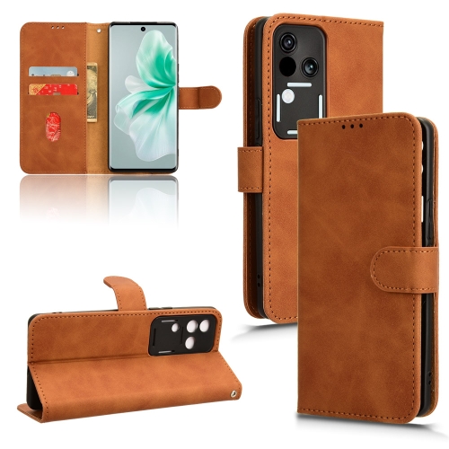 

For vivo S18 Skin Feel Magnetic Flip Leather Phone Case(Brown)