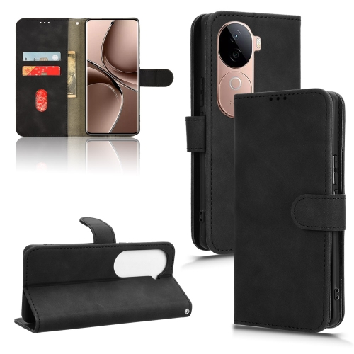 

For vivo V40e 5G India / iQOO Z9s 5G Skin Feel Magnetic Flip Leather Phone Case(Black)