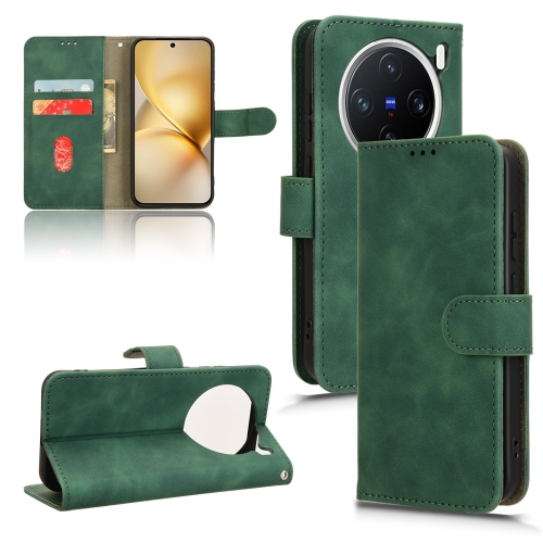 

For vivo X200 5G Skin Feel Magnetic Flip Leather Phone Case(Green)