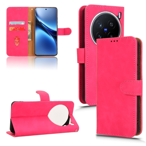 

For vivo X200 Pro 5G Skin Feel Magnetic Flip Leather Phone Case(Rose Red)