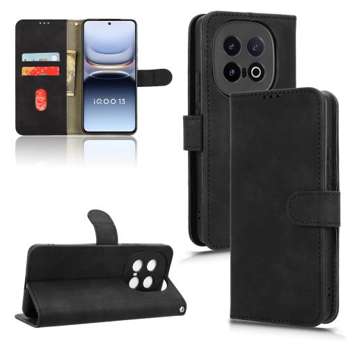 

For vivo iQOO 13 Skin Feel Magnetic Flip Leather Phone Case(Black)