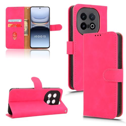 

For vivo iQOO 13 Skin Feel Magnetic Flip Leather Phone Case(Rose Red)