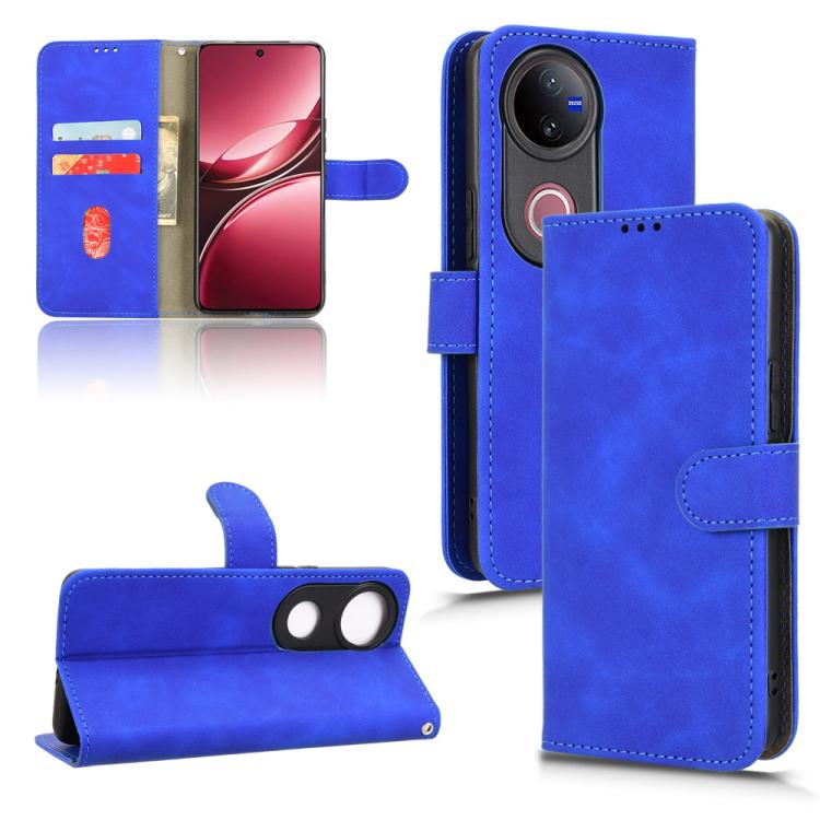 

For vivo V50 Skin Feel Magnetic Flip Leather Phone Case(Blue)