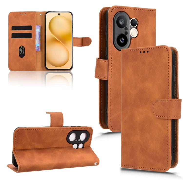 

For vivo S30 Pro mini Skin Feel Magnetic Flip Leather Phone Case(Brown)