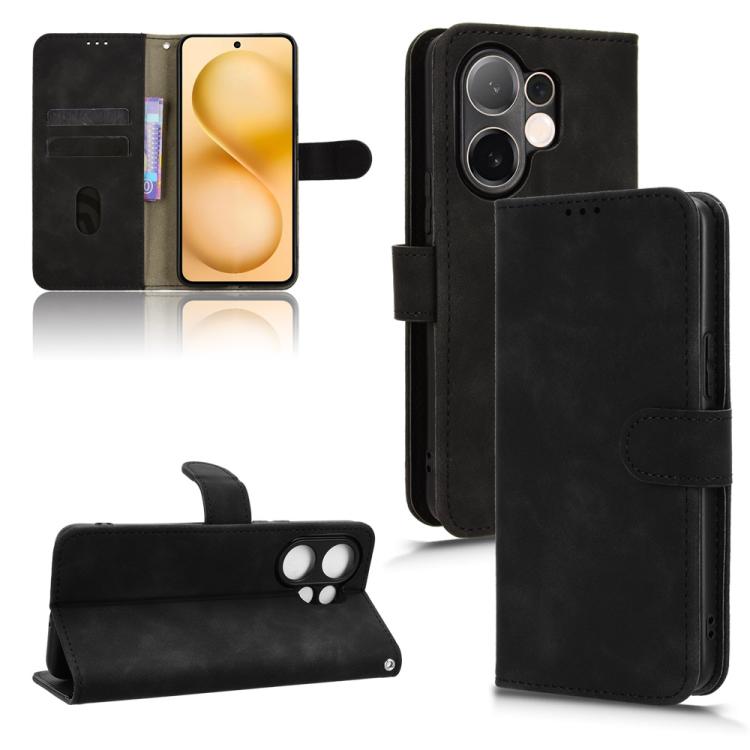 

For vivo V60 5G Skin Feel Magnetic Flip Leather Phone Case(Black)