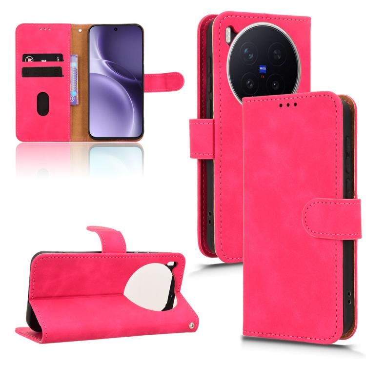 

For vivo X300 Pro Skin Feel Magnetic Flip Leather Phone Case(Rose Red)
