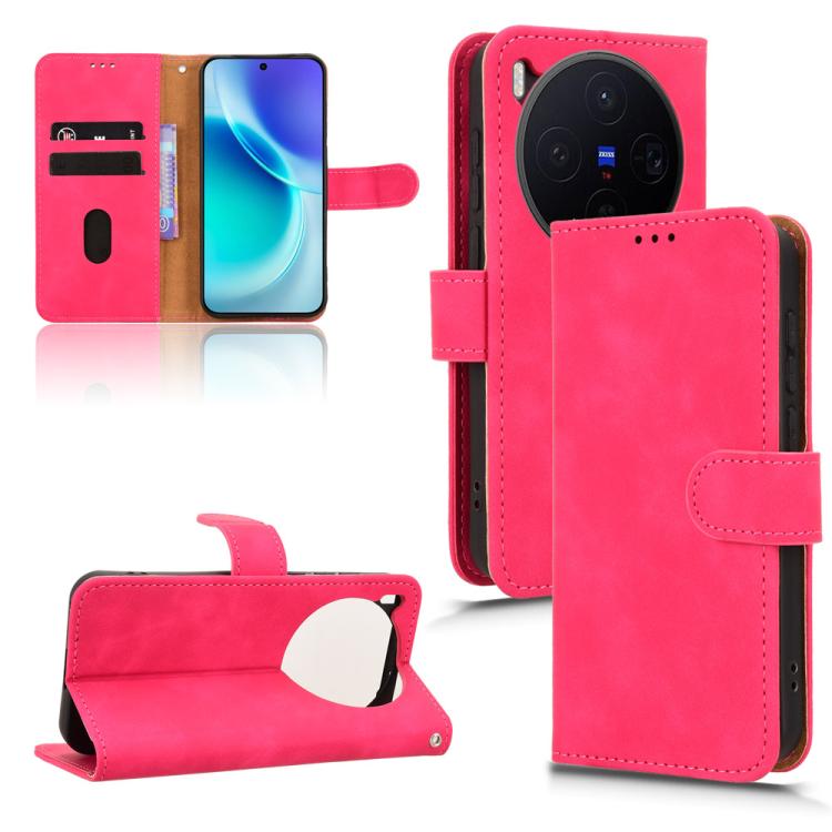 

For vivo X300 Skin Feel Magnetic Flip Leather Phone Case(Rose Red)