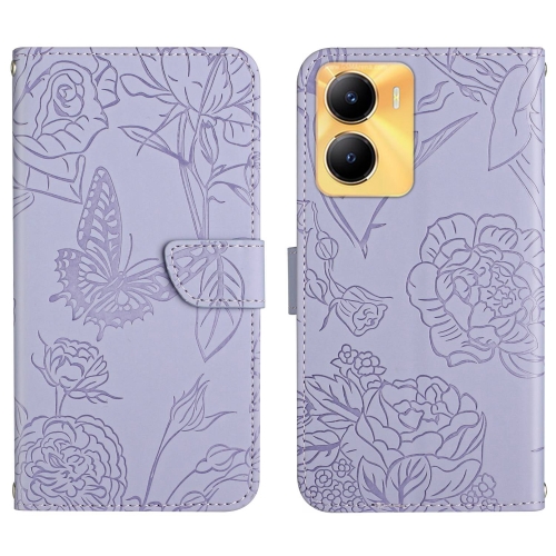 

For vivo Y56 5G Global HT03 Skin Feel Butterfly Embossed Flip Leather Phone Case(Purple)