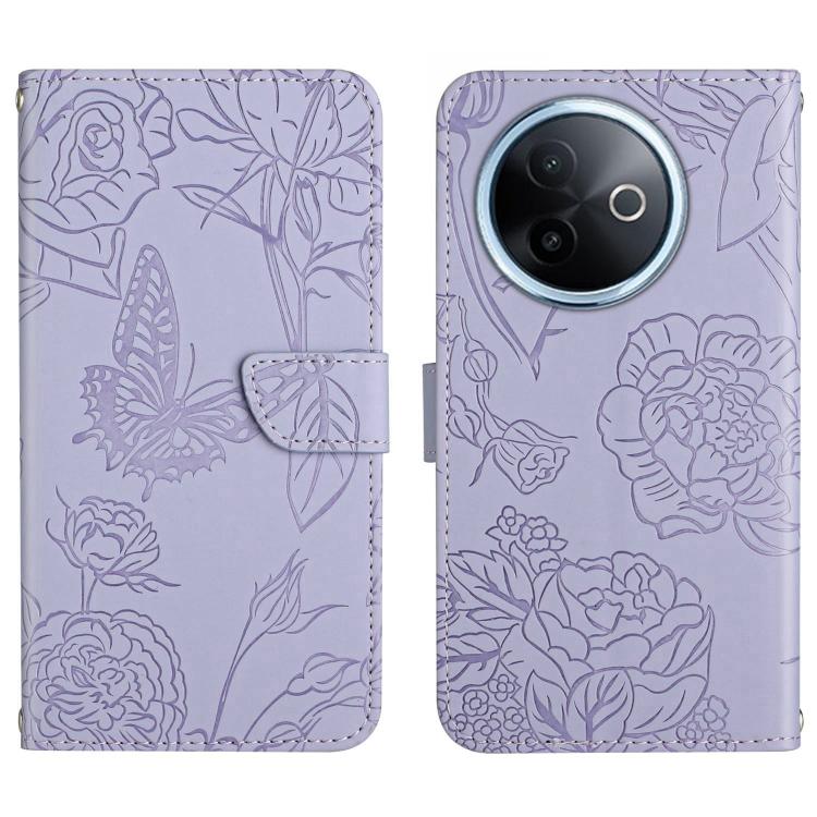 

For vivo Y39 5G Global HT03 Skin Feel Butterfly Embossed Flip Leather Phone Case(Purple)