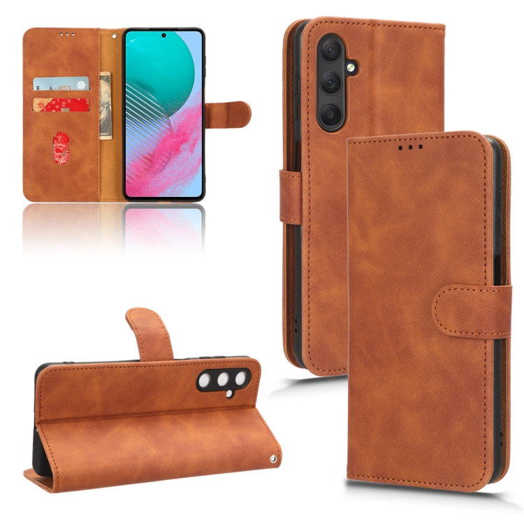 

For Samsung Galaxy M54 5G Skin Feel Magnetic Flip Leather Phone Case(Brown)