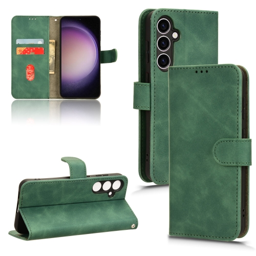 

For Samsung Galaxy S23 FE 5G Skin Feel Magnetic Flip Leather Phone Case(Green)