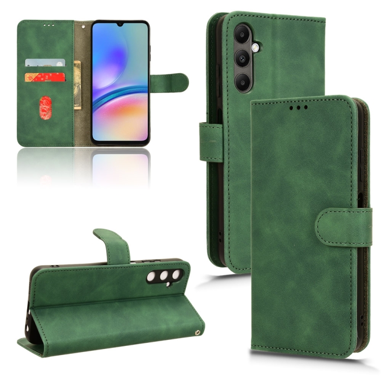 

For Samsung Galaxy A05s 4G Skin Feel Magnetic Flip Leather Phone Case(Green)