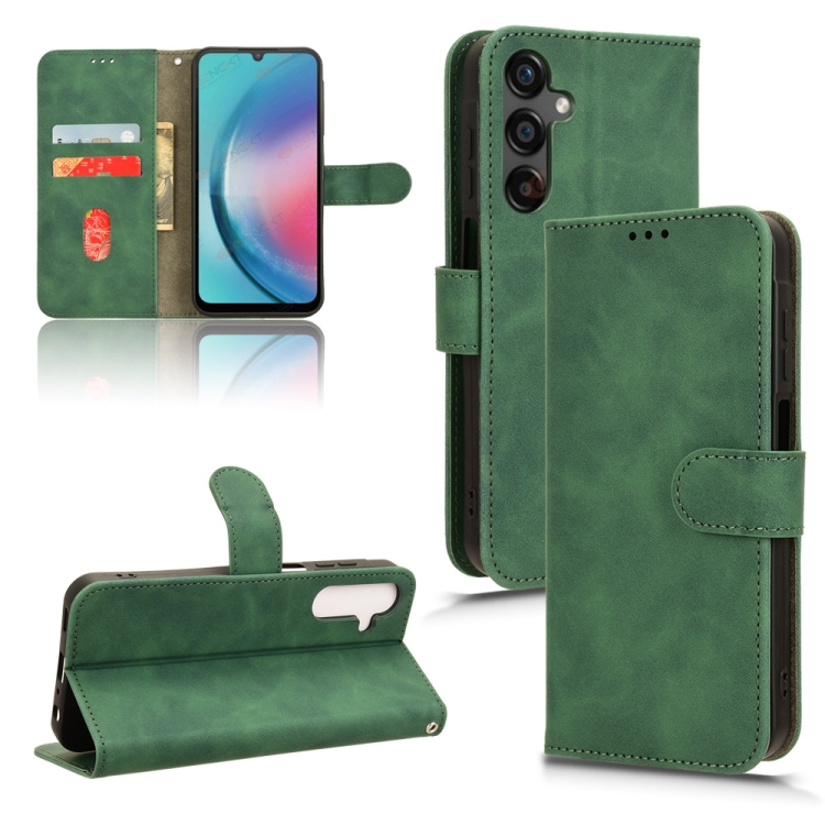 

For Samsung Galaxy A25 5G Skin Feel Magnetic Flip Leather Phone Case(Green)