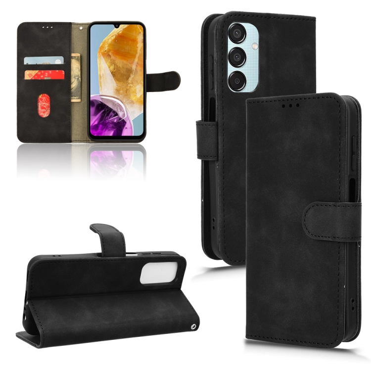 

For Samsung Galaxy M15 5G Skin Feel Magnetic Flip Leather Phone Case(Black)