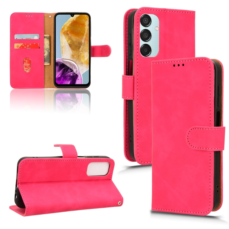 

For Samsung Galaxy M15 5G Skin Feel Magnetic Flip Leather Phone Case(Rose Red)