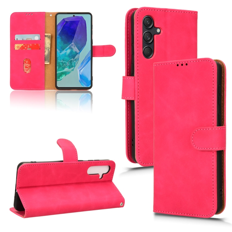 

For Samsung Galaxy M55 5G Skin Feel Magnetic Flip Leather Phone Case(Rose Red)