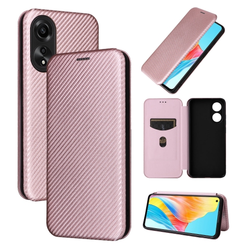 

For OPPO A78 4G Carbon Fiber Texture Flip Leather Phone Case(Pink)