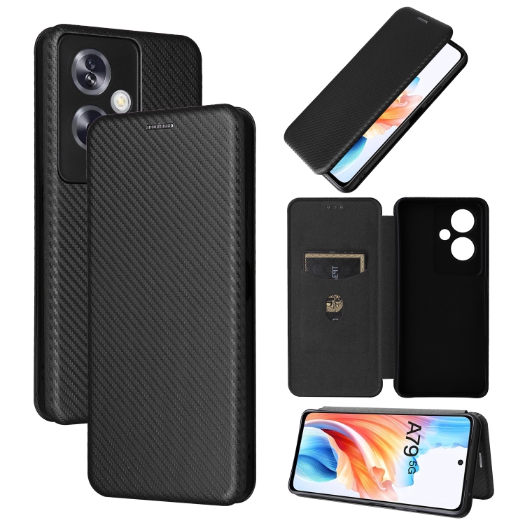 

For OPPO A79 5G Carbon Fiber Texture Flip Leather Phone Case(Black)