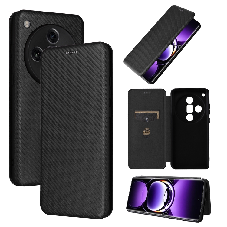 

For OPPO Find X7 Ultra Carbon Fiber Texture Flip Leather Phone Case(Black)