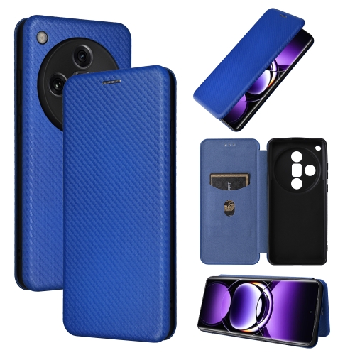 

For OPPO Find X7 Ultra Carbon Fiber Texture Flip Leather Phone Case(Blue)