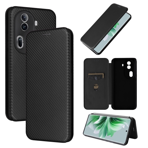 

For OPPO Reno11 Pro Global Carbon Fiber Texture Flip Leather Phone Case(Black)