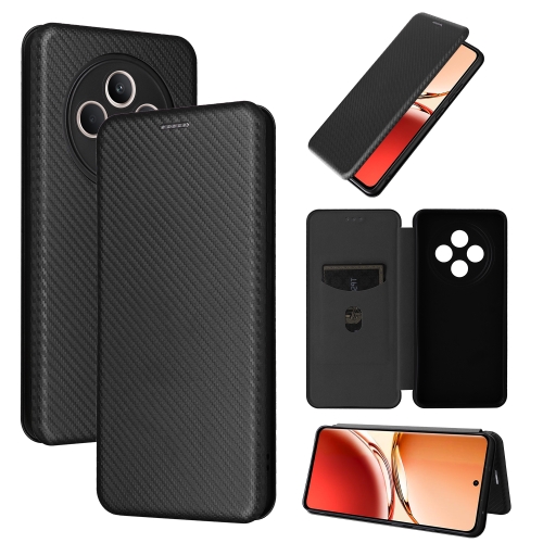 

For OPPO Reno12 F 5G / 4G Carbon Fiber Texture Flip Leather Phone Case(Black)