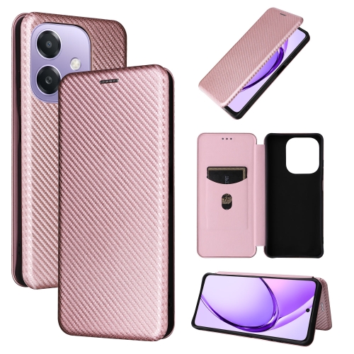 

For OPPO A3x 5G India Carbon Fiber Texture Flip Leather Phone Case(Pink)