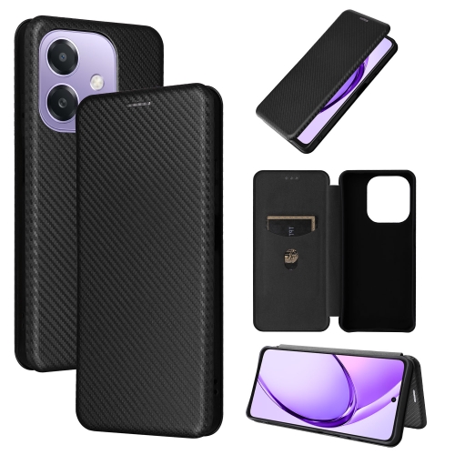 

For OPPO A3x 5G India Carbon Fiber Texture Flip Leather Phone Case(Black)