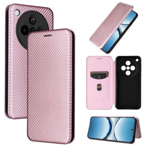 

For OPPO Find X8 Carbon Fiber Texture Flip Leather Phone Case(Pink)