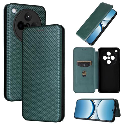 

For OPPO Find X8 Carbon Fiber Texture Flip Leather Phone Case(Green)