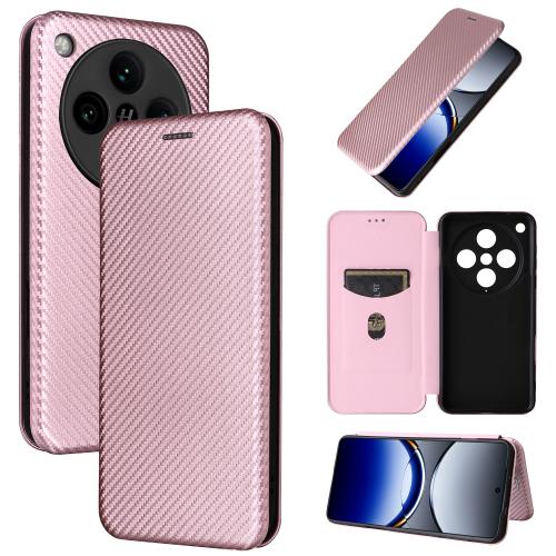 

For OPPO Find X8 Pro Carbon Fiber Texture Flip Leather Phone Case(Pink)