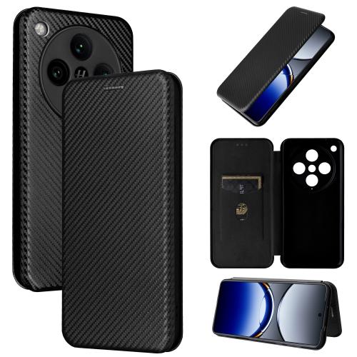 

For OPPO Find X8 Pro Carbon Fiber Texture Flip Leather Phone Case(Black)