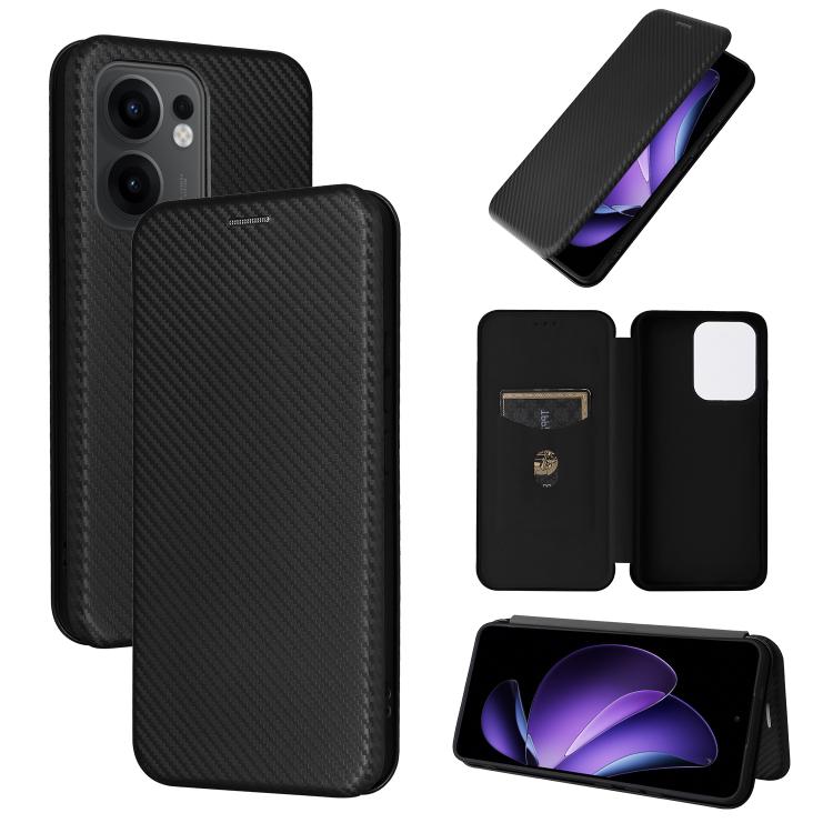 

For OPPO Reno13 F 5G Carbon Fiber Texture Flip Leather Phone Case(Black)