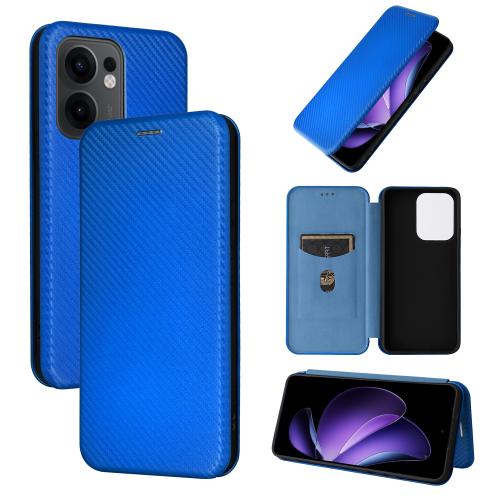 

For OPPO Reno13 F 5G Carbon Fiber Texture Flip Leather Phone Case(Blue)